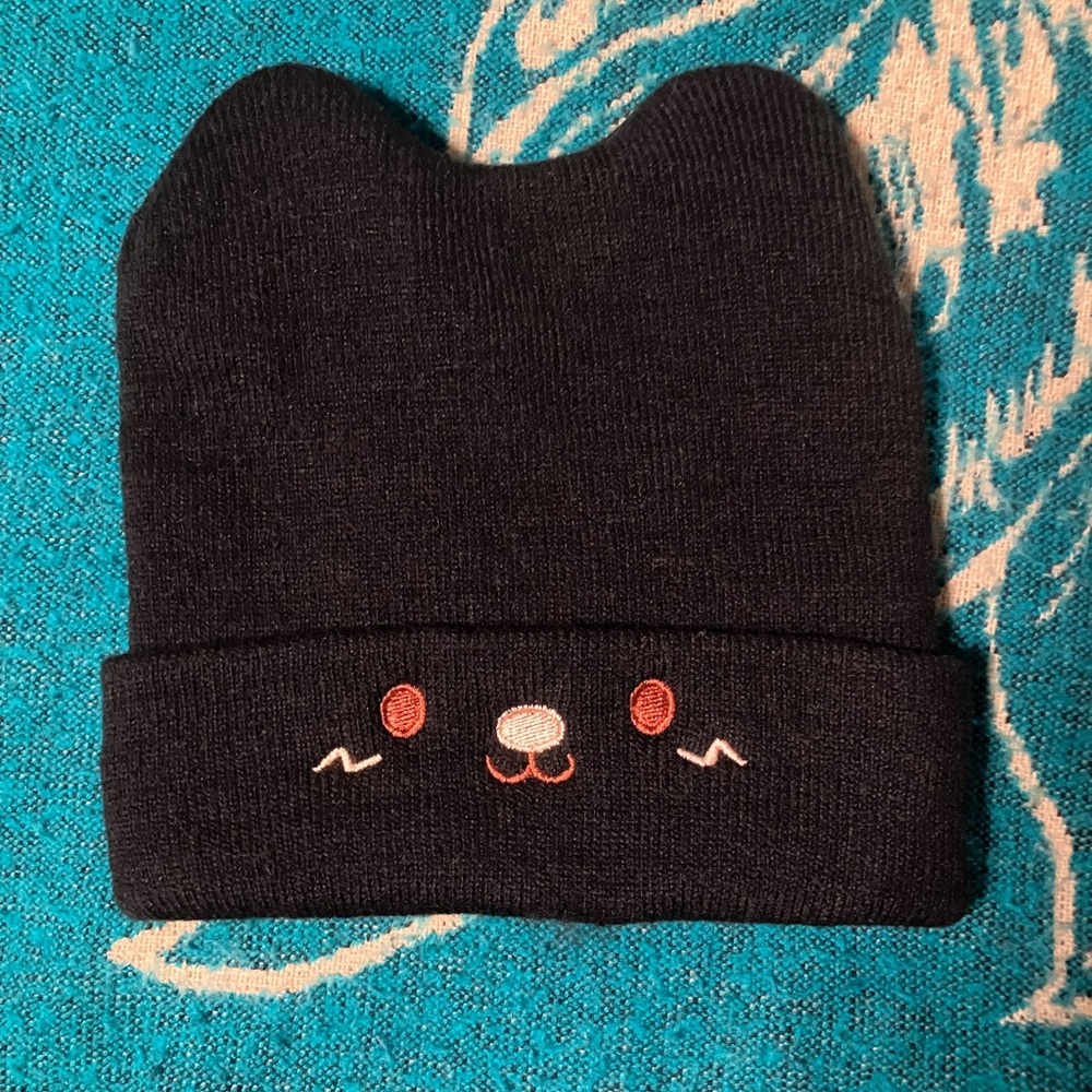 Black Cat Cuff Beanie Hat NEW Unisex